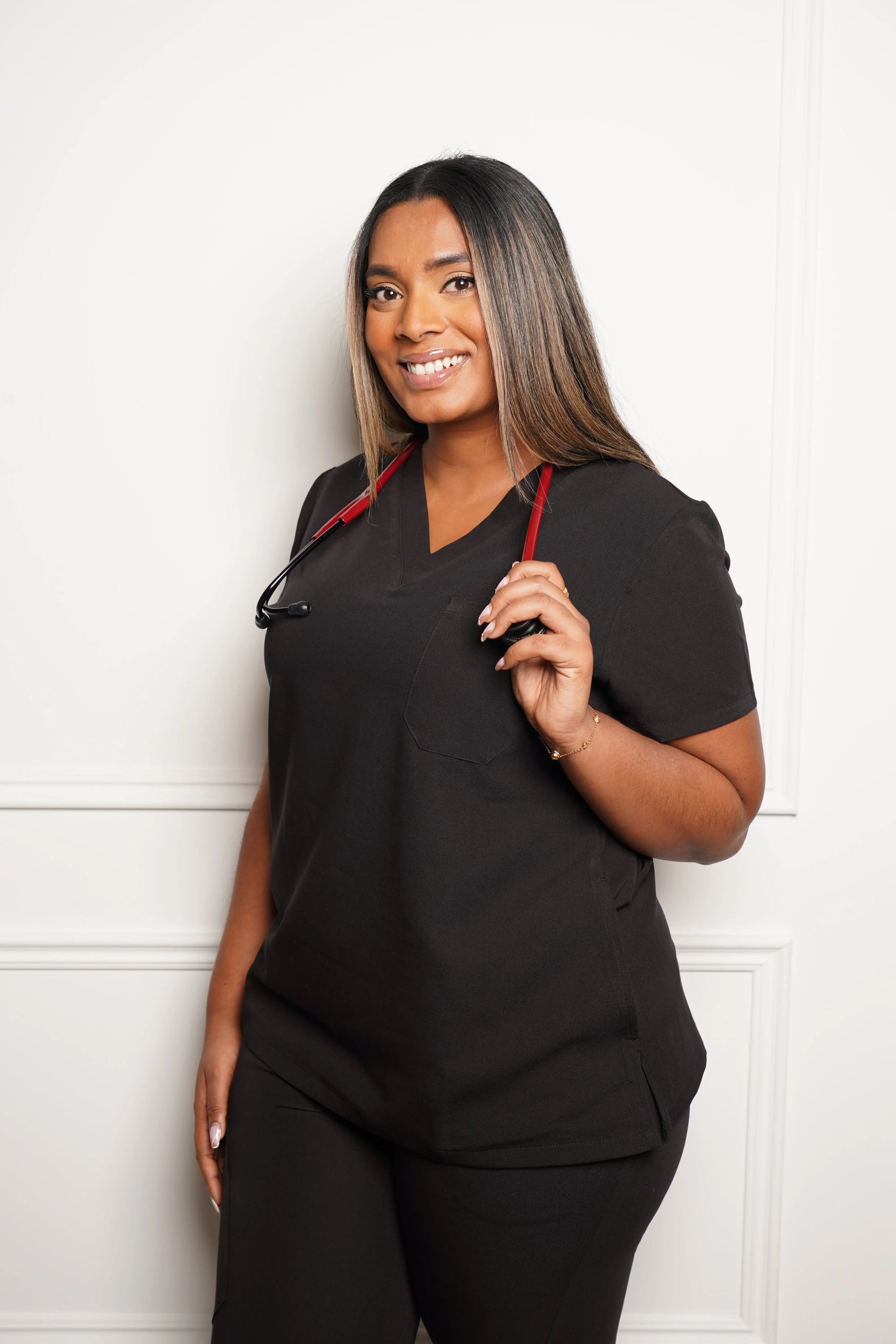 3 Pocket Scrub Top - Black apparel & accessories