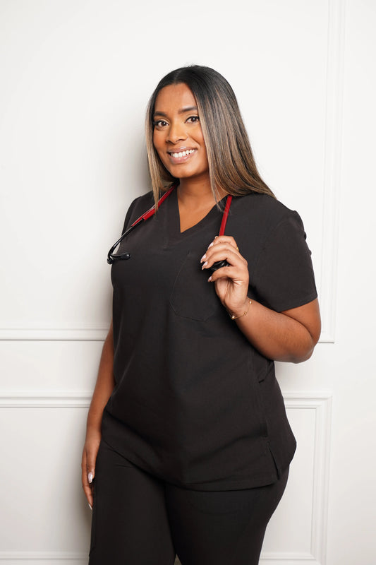 3 Pocket Scrub Top - Black apparel & accessories