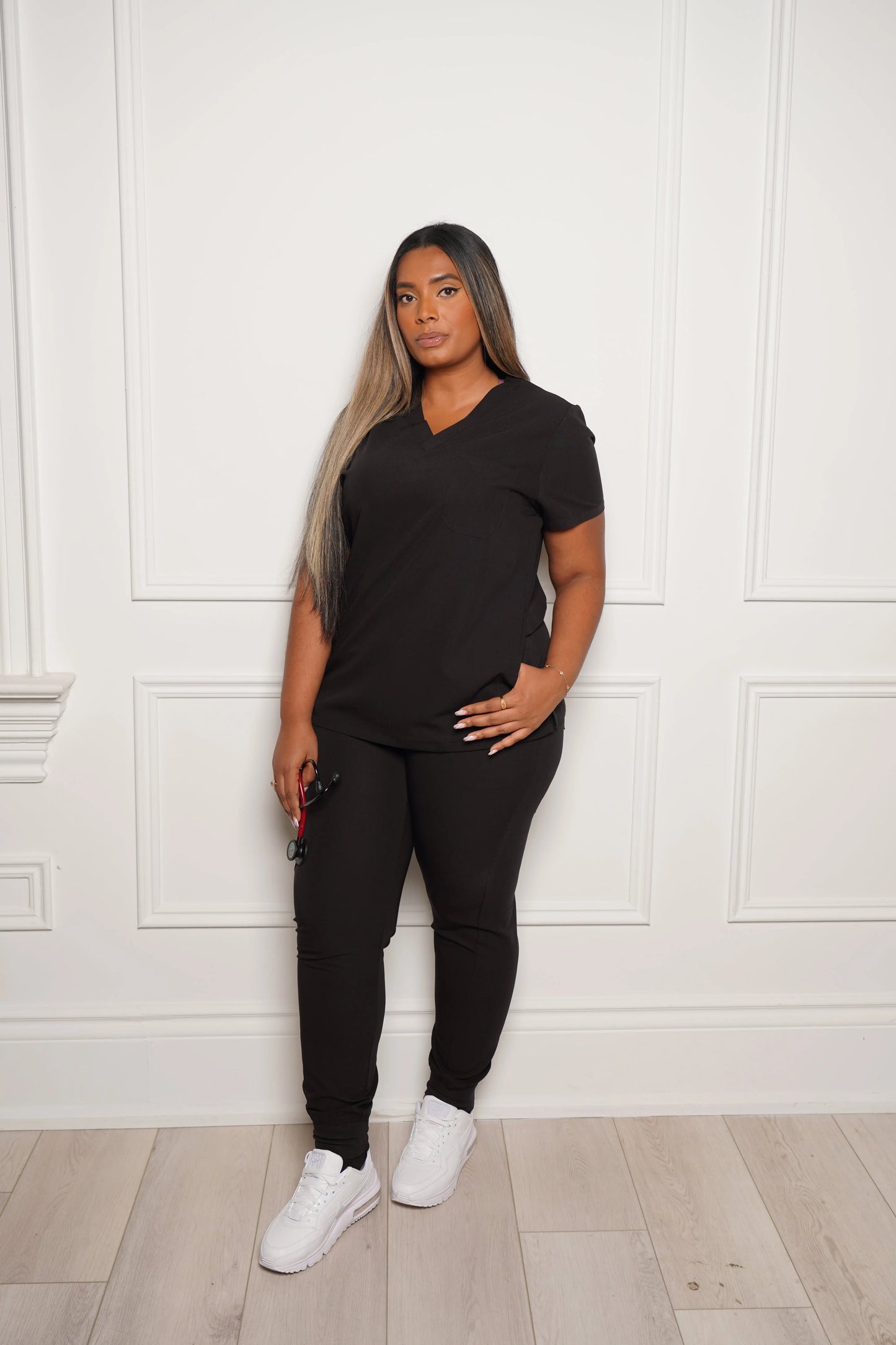 3 Pocket Scrub Top - Black apparel & accessories