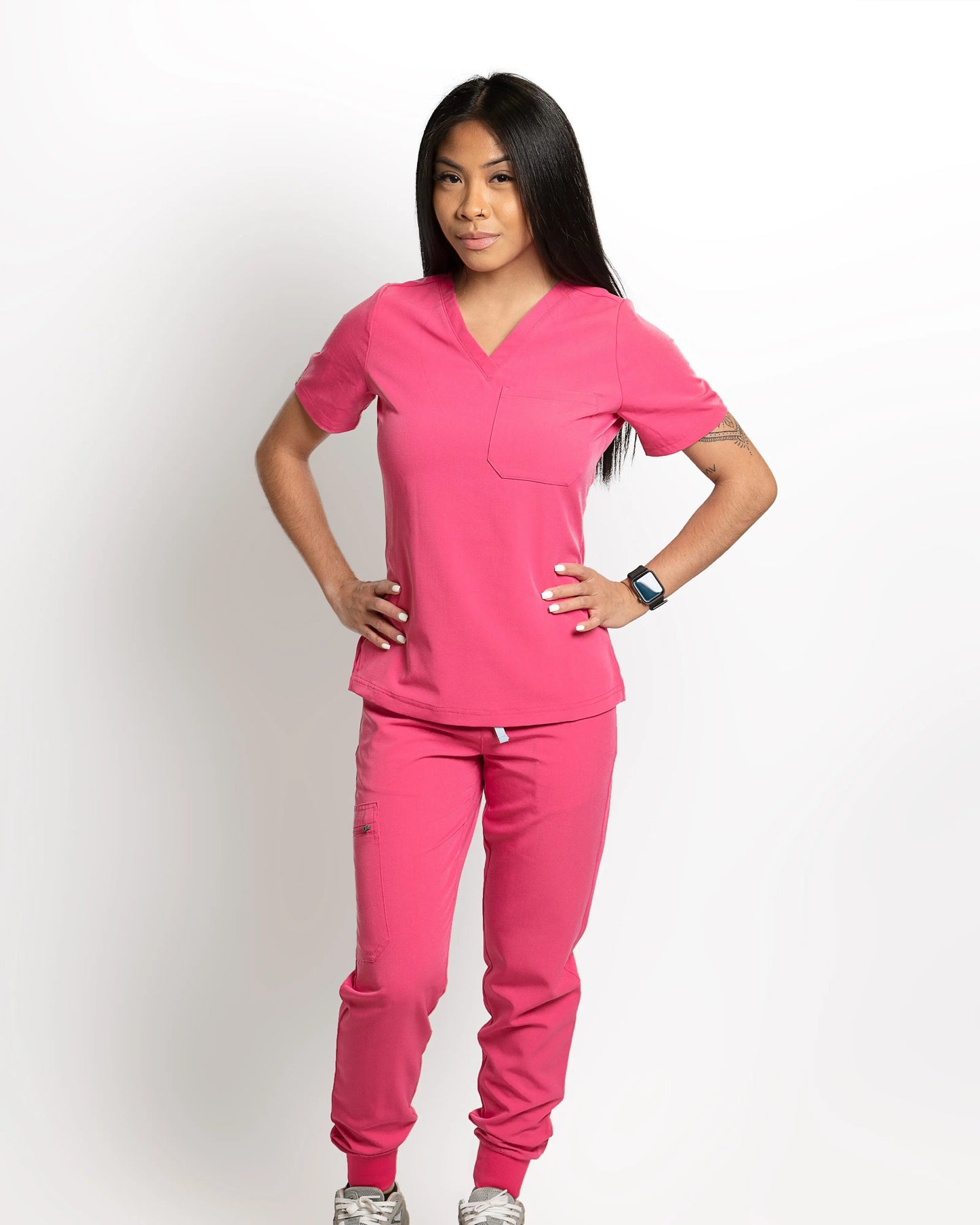 Women's One Pocket Slim Fit Petite Scrub Top - Pink Orchid Apparel & Accessories%shop name%%product variant%
