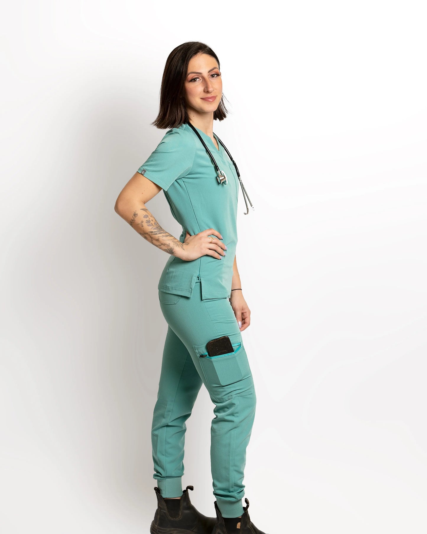 Women's One Pocket Scrub Top - Black Apparel & Accessories