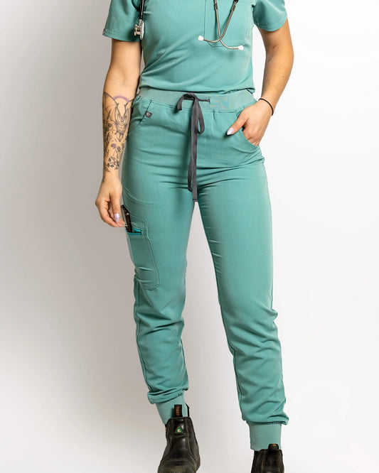 Women's High Waisted Jogger Scrub Pants - Ocean Blue Pants