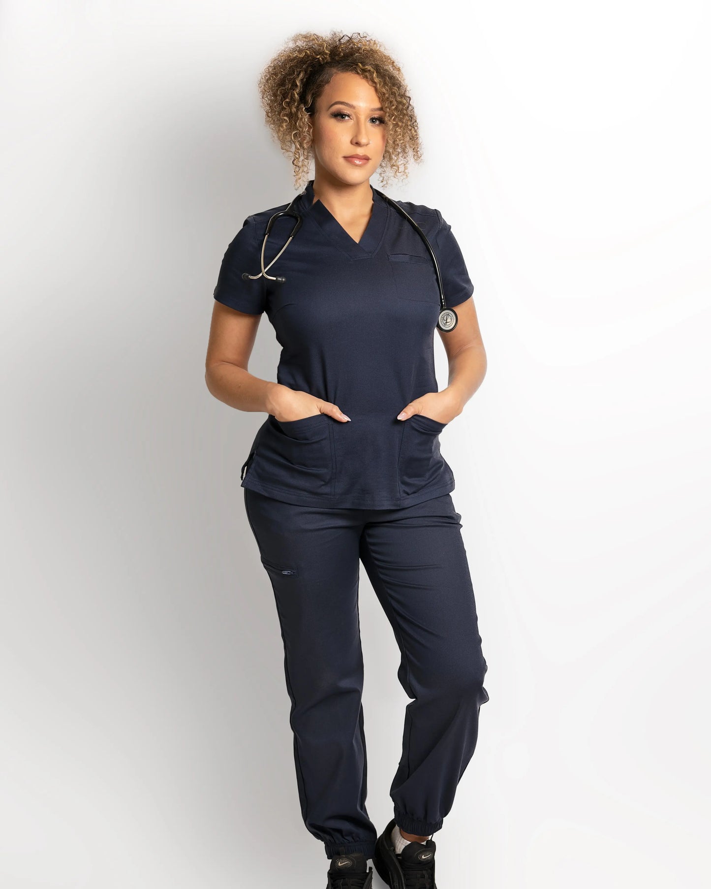 Women's 3 Pocket Scrub top - Navy Apparel & Accessories