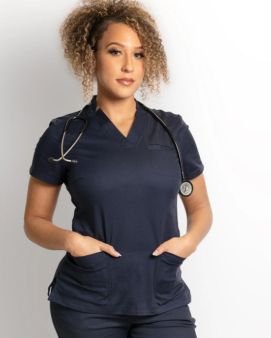 Women's 3 Pocket Scrub top - Navy Apparel & Accessories