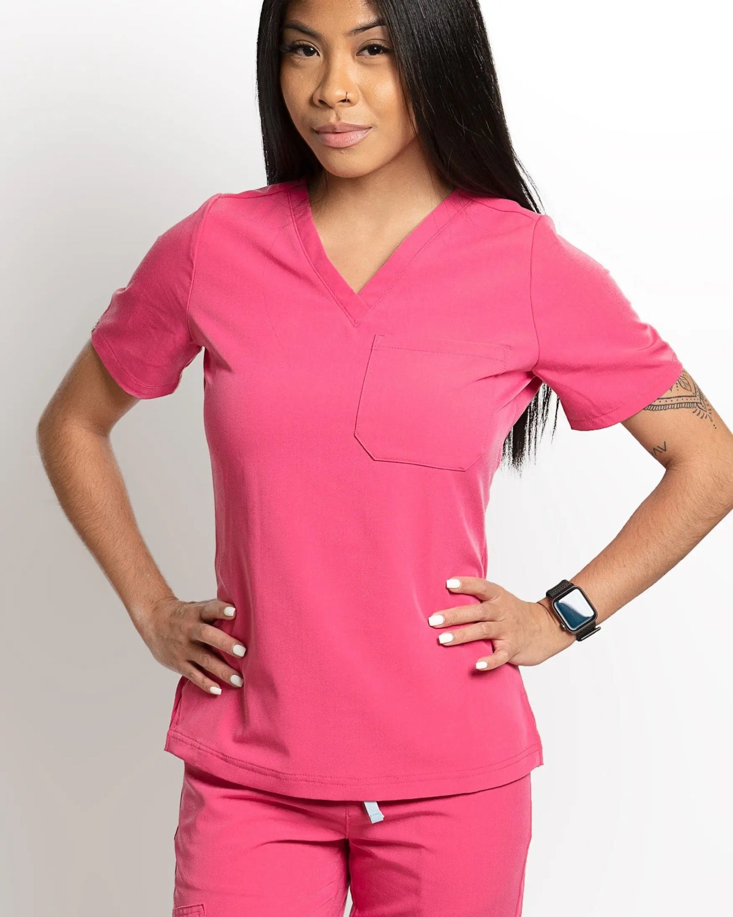 Women's One Pocket Scrub Top - Pink Orchid
